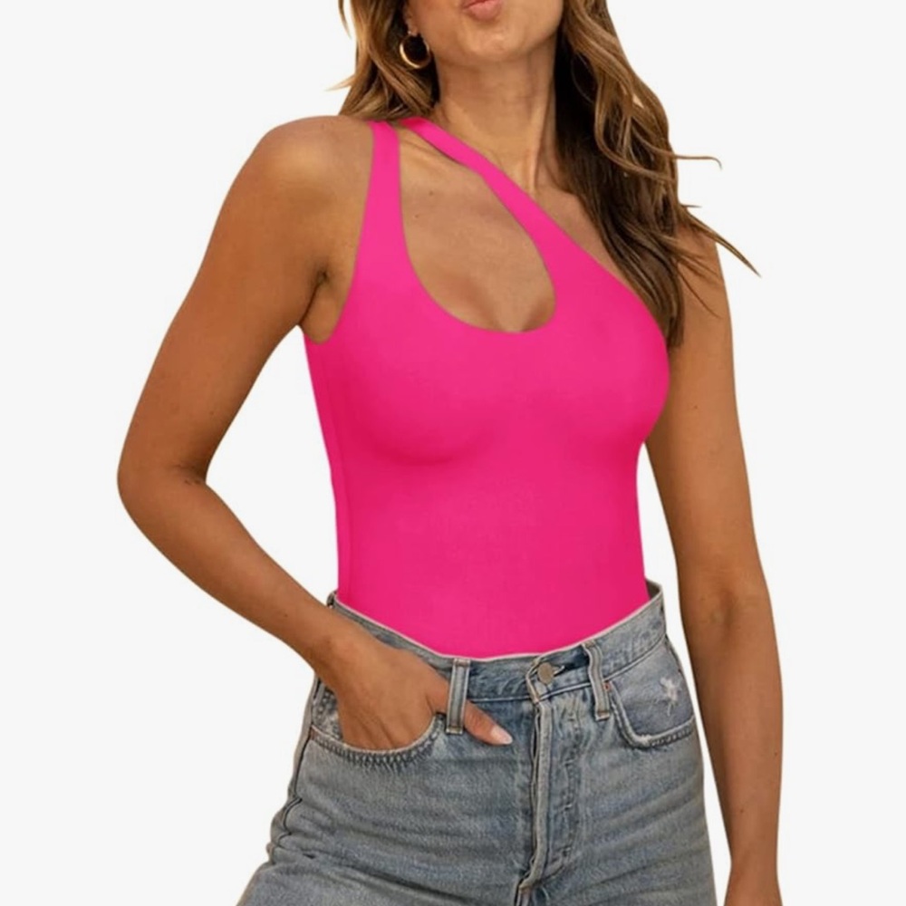 Vibrant Pink One-Shoulder Women's Top
